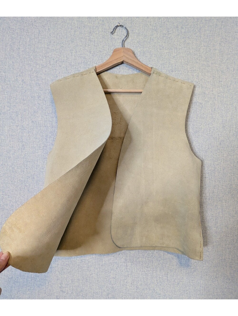 Vintage 70s unisex handmade suede open front vest